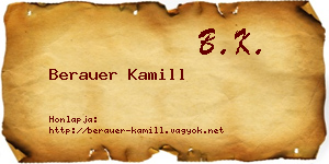 Berauer Kamill névjegykártya